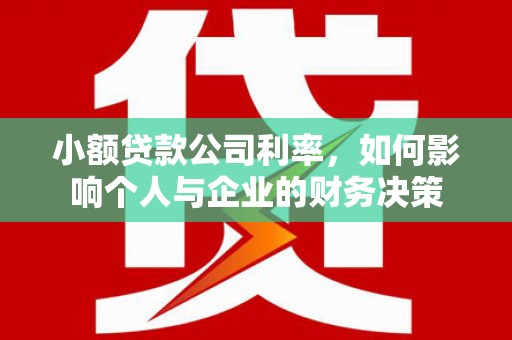 夏津小额贷款公司利率，如何影响个人与企业的财务决策