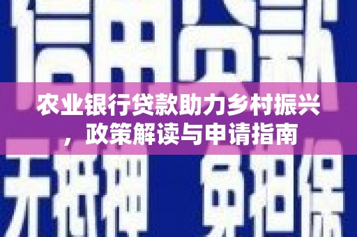夏津农业银行贷款助力乡村振兴，政策解读与申请指南