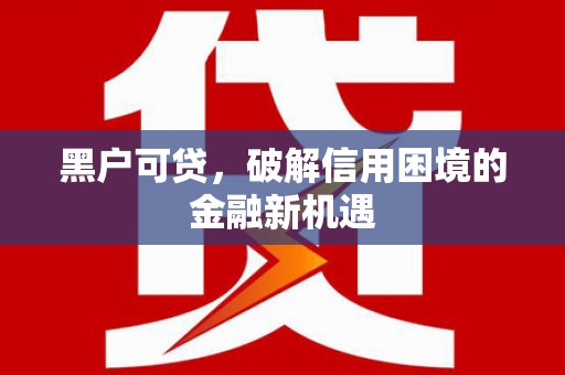 夏津黑户可贷，破解信用困境的金融新机遇